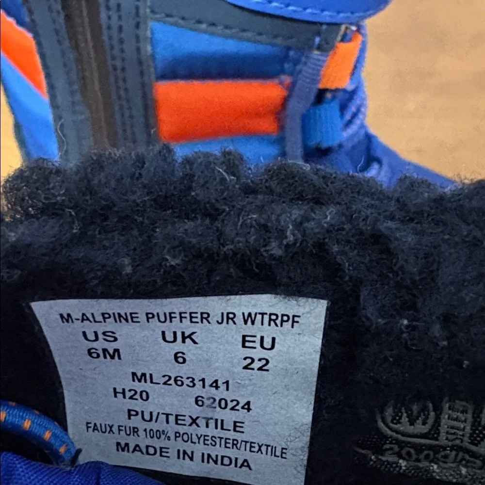 Merrell Alpine Puffer Snow Boot, Blue/Orange, 6 Unisex Little Kid
